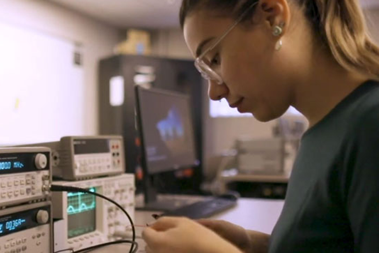 student works in electrical computer lab