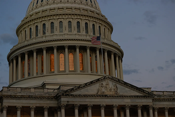 US capital building at dusk