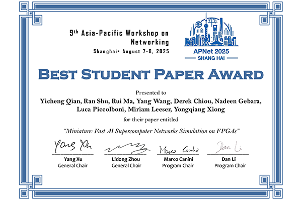 Computer Engineering Student Wins Best Student Paper Award for AI Supercomputer Network Research