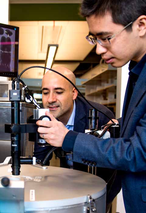 professors working in electrical and computer lab